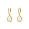 Absolute Teardrop Pearl Huggie Earrings, Gold