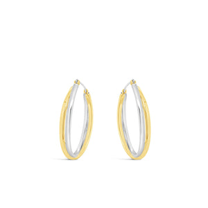 Absolute Two-Tone Large Oval Hoop Earrings, Gold & Silver