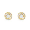 Absolute White Opal Halo Stud Earrings, Gold