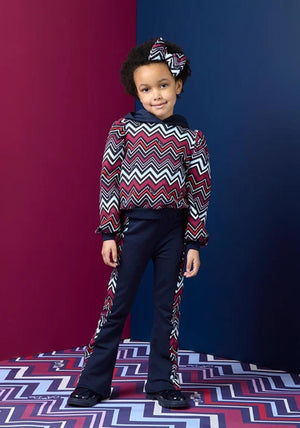 A Dee Mini Girl Coco 2 Piece Tracksuit, Navy Multi