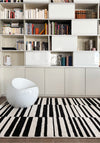 AFK Living Tapis Interval Large Striped Rug, Black & White