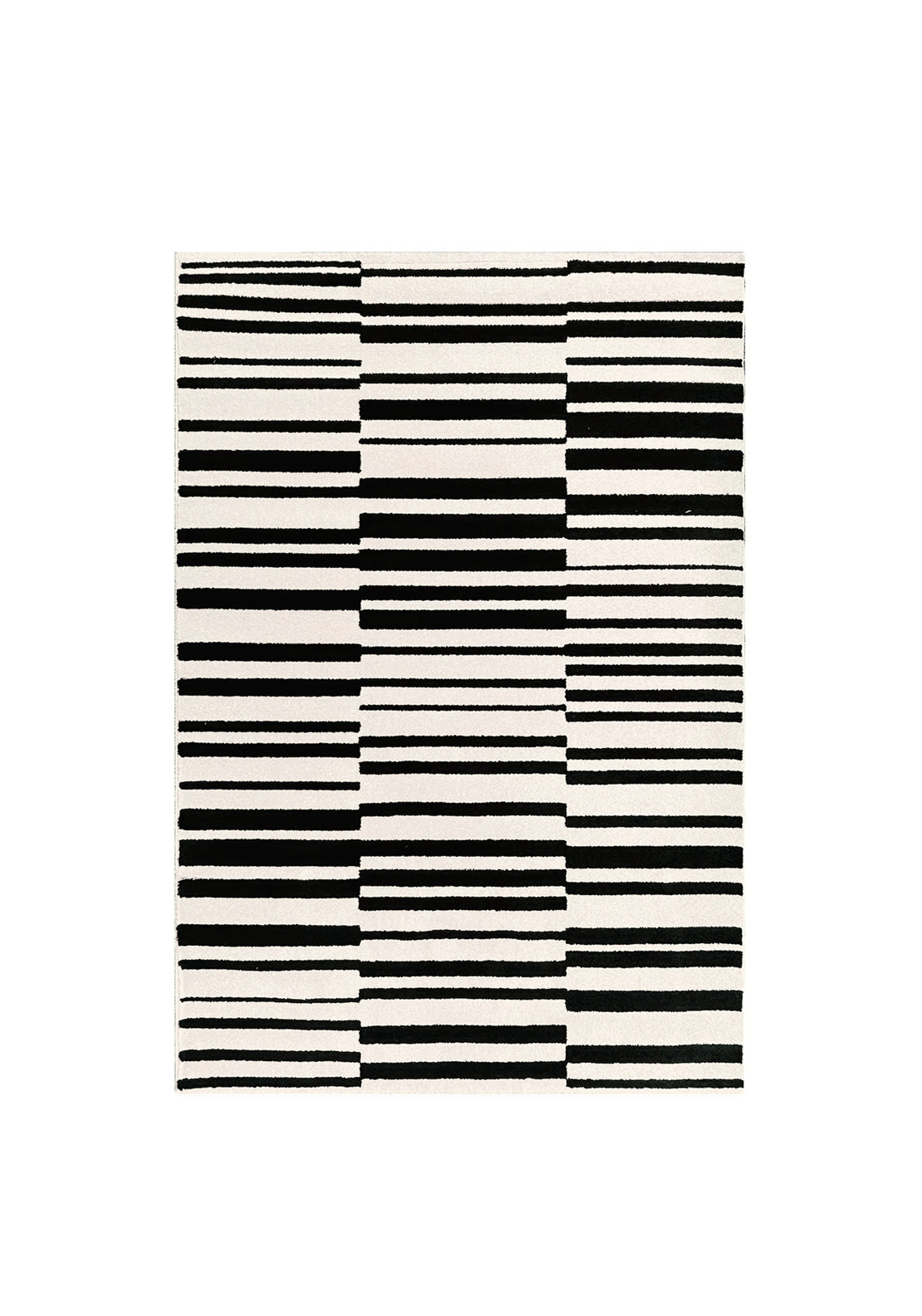 AFK Living Tapis Interval Large Striped Rug, Black & White