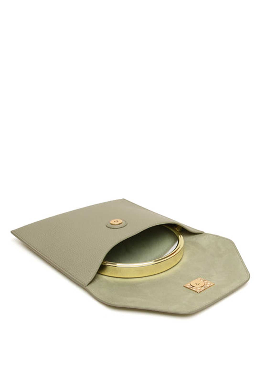 Alice Wheeler London Travel Mirror & Case, Pistachio Green