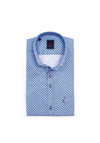 Andre Hamburg Long Sleeve Geo Print Shirt, Blue & Ecru