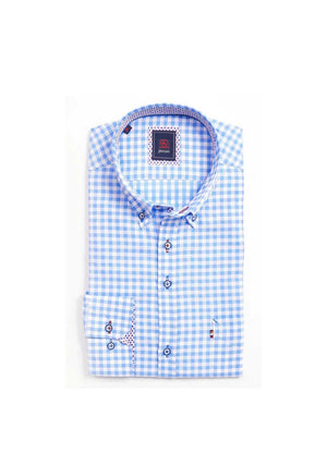 Andre Rome Micro Check Shirt, Blue