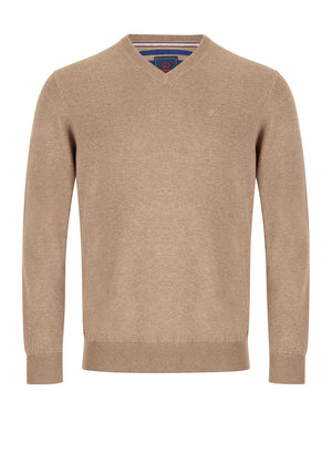 Andre Valencia V Neck Sweater, Beige