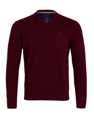 Andre Valencia V Neck Sweater, Burgundy