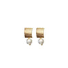 Angela Darcy Block Pearl Earrings, Gold