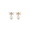 Angela D’Arcy Bow Pearl Drop Earrings, Gold