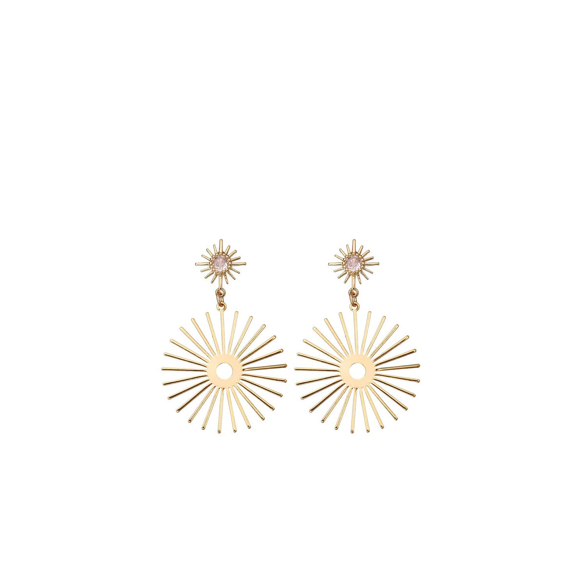 Angela D’Arcy Double Sunbeam Earrings, Gold