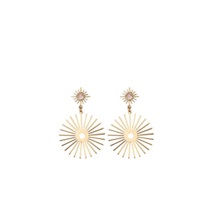 Angela D’Arcy Double Sunbeam Earrings, Gold