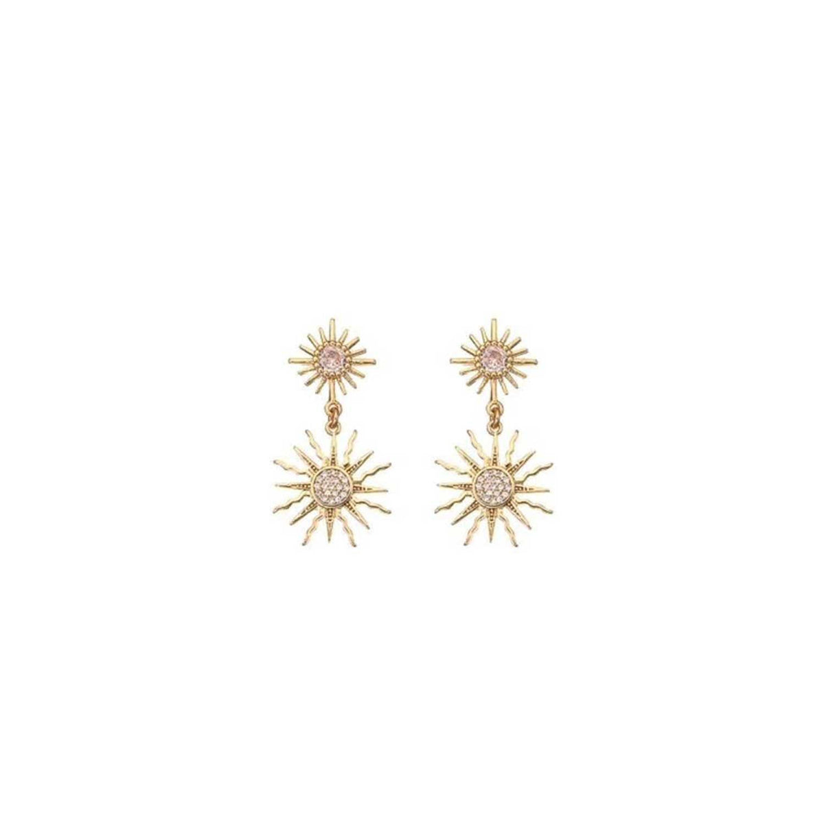 Angela D’Arcy Double Sunburst Earrings, Gold
