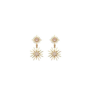 Angela D’Arcy Double Sunburst Earrings, Gold
