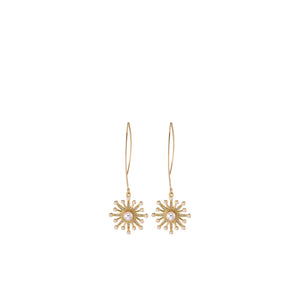 Angela D’Arcy Pearl Burst Hook Earrings, Gold