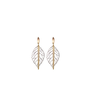 Angela D’Arcy Silver Leaf CZ Spike Earrings, Gold