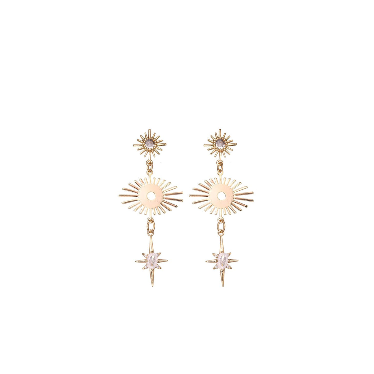 Angela D’Arcy Sunbeam Northern Star Earrings, Gold