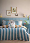 Appletree Eloise Stripe Cotton Duvet Cover Set, Teal Blue
