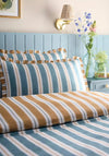 Appletree Eloise Stripe Cotton Duvet Cover Set, Teal Blue