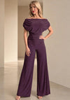 Atom Label Carbon Off The Shoulder Jumpsuit, Blackcurrant Purple