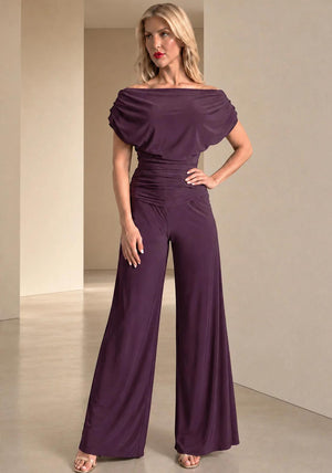 Atom Label Carbon Off The Shoulder Jumpsuit, Blackcurrant Purple