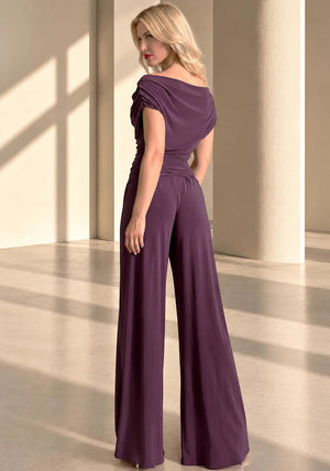 Atom Label Carbon Off The Shoulder Jumpsuit, Blackcurrant Purple