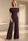 Atom Label Carbon Off The Shoulder Jumpsuit, Dark Chocolate Brown