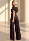 Atom Label Carbon Off The Shoulder Jumpsuit, Dark Chocolate Brown