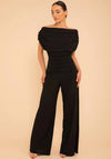Atom Label Carbon Off The Shoulder Jumpsuit, Dark Chocolate Black