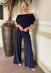 Atom Label Carbon Off The Shoulder Jumpsuit, Navy