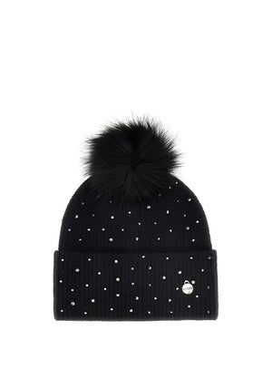 Guess Rhinestone Bobble Hat, Black