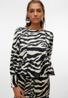Vero Moda Ingrid Zebra Print Peplum Top, Black & White
