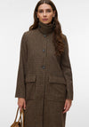 Vero Moda AWARE Capri High Neck Wool Coat, Brown Multi