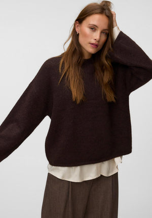 Vero Moda Aware Daisy Knit Round Neck Jumper, Brown