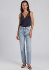 Vero Moda Aware Lace Trim Satin Top, Navy