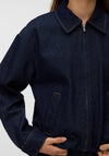 Vero Moda AWARE Berrie Denim Bomber Jacket, Dark Blue