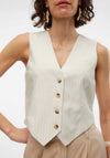 Vero Moda Aware Kendal Pinstripe Waistcoat, Oatmeal