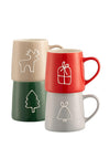CHRISTMAS DOODLES MUGS SET  OF 4