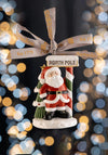 SANTA AT THE NORTH POLE HANGING ORNAMENT