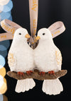 TWO TURTLE  DOVES HANGING ORNAMENT
