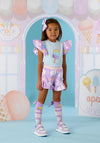 A Dee Girls Sia Ice Cream Frill Tee and Short Set, Blue Multi