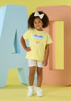A Dee Sequin Heart Tee and Cycling Short Set, Yellow