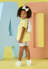 A Dee Sequin Heart Tee and Cycling Short Set, Yellow