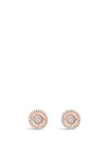 Absolute Disc & Stone Stud Earrings, Rose Gold & Pink
