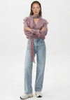 Vero Moda Sabrina Long Sleeve Scarf Flounce Top, Purple