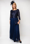Allison Sequin Pleated Long Dress, Navy