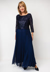 Allison Sequin Pleated Long Dress, Navy