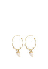 Angela D’Arcy Jade Horn Hoop Earrings, Gold & White