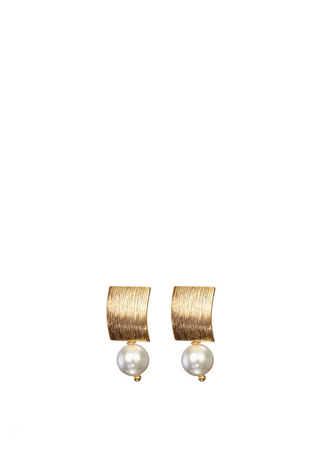 Angela D’Arcy Pearl Plate Earrings, Gold
