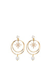 Angela D’Arcy Pearl & Star Circle Earrings, Gold