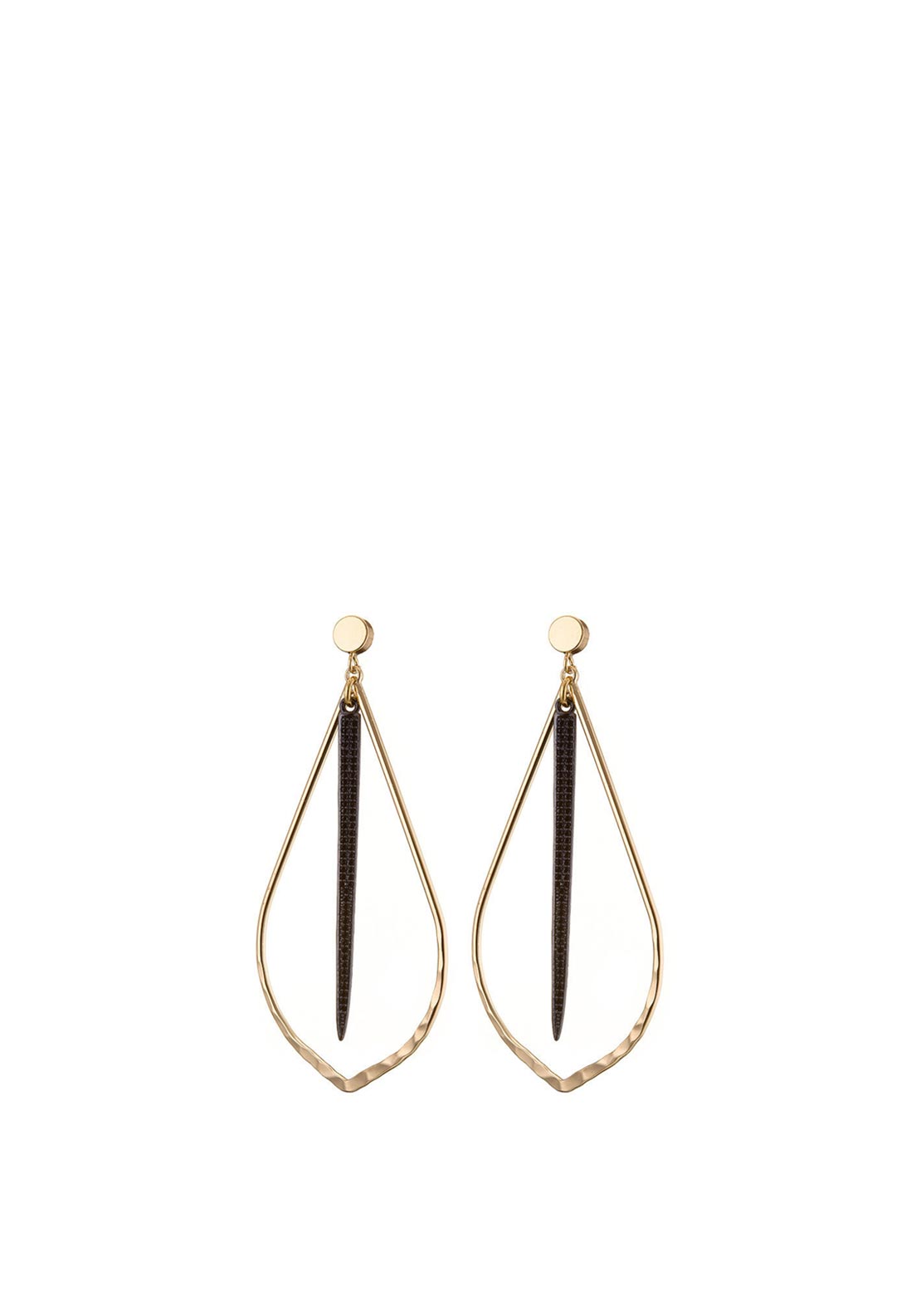 Angela D’Arcy Teardrop Spike Earrings, Gold & Black